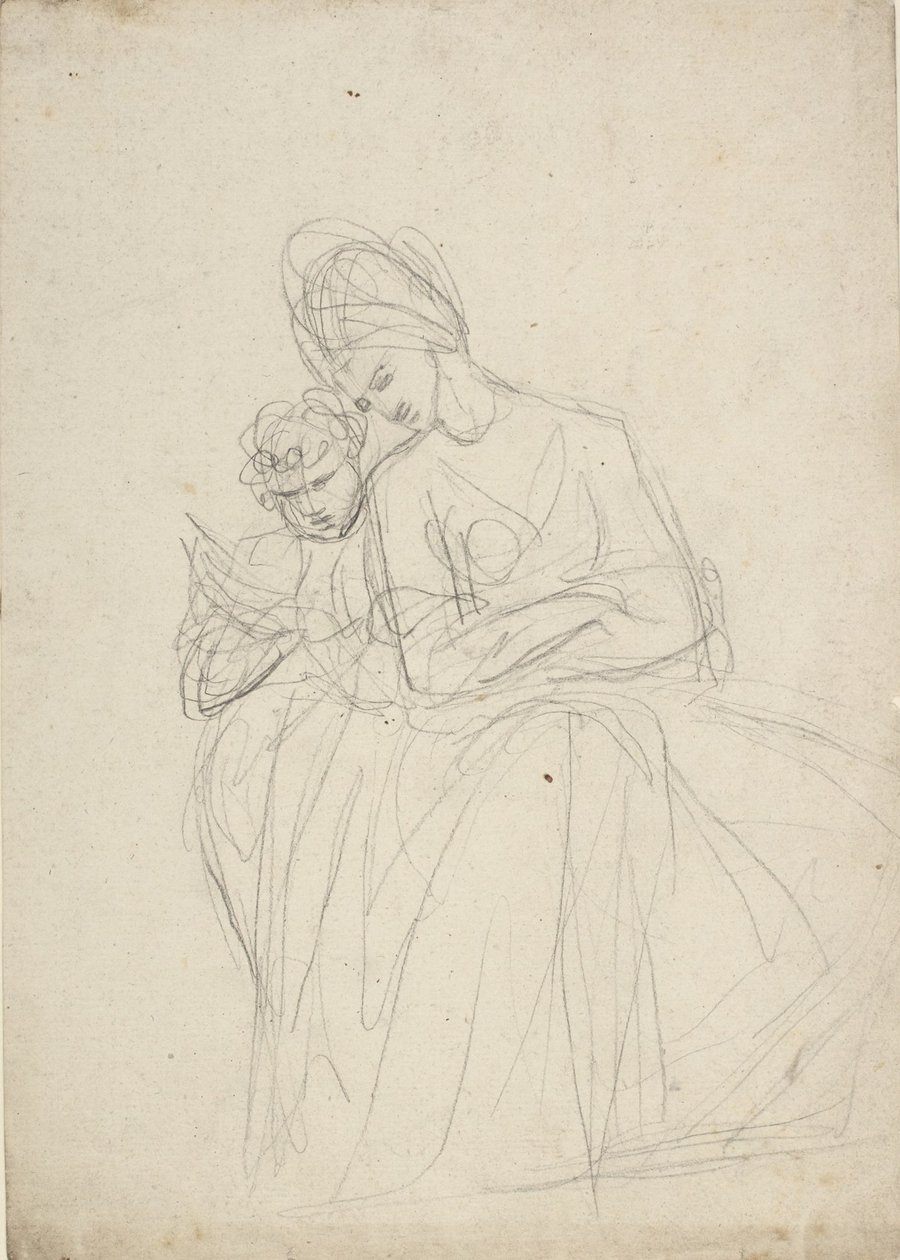 Estudio de retrato de una mujer sentada con un niño de George Romney