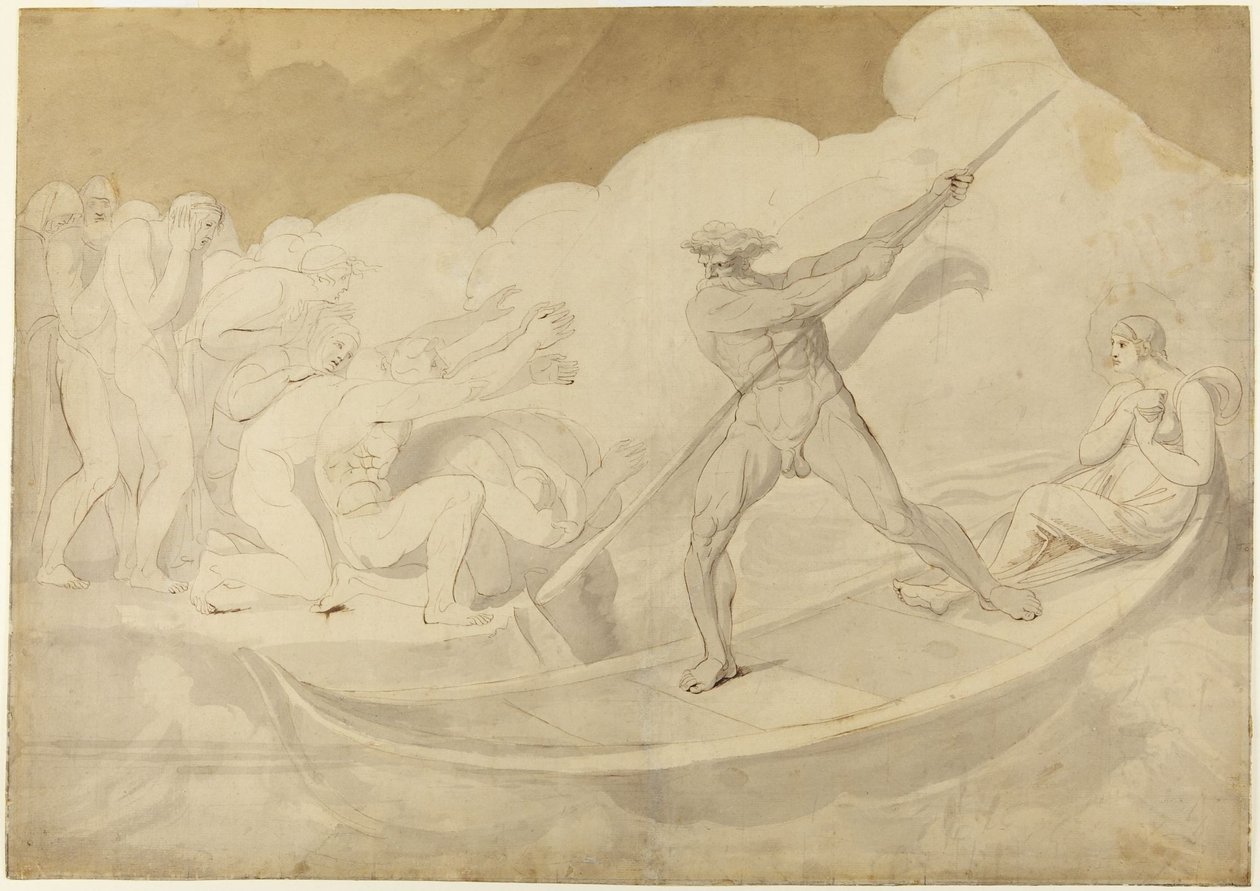 Psique cruzó el Estigia en barca, según Apuleyo, «El asno de oro», VI, 18 de George Romney