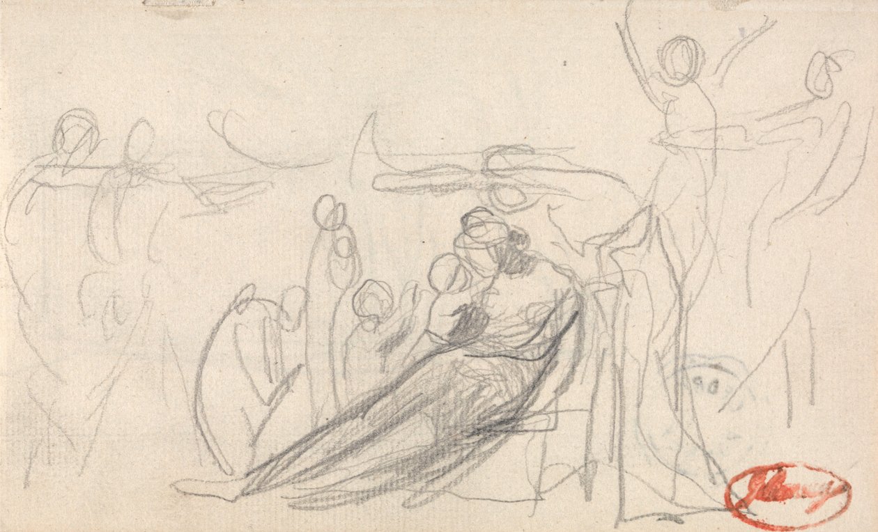 Figura recostada con niños y otras figuras de George Romney