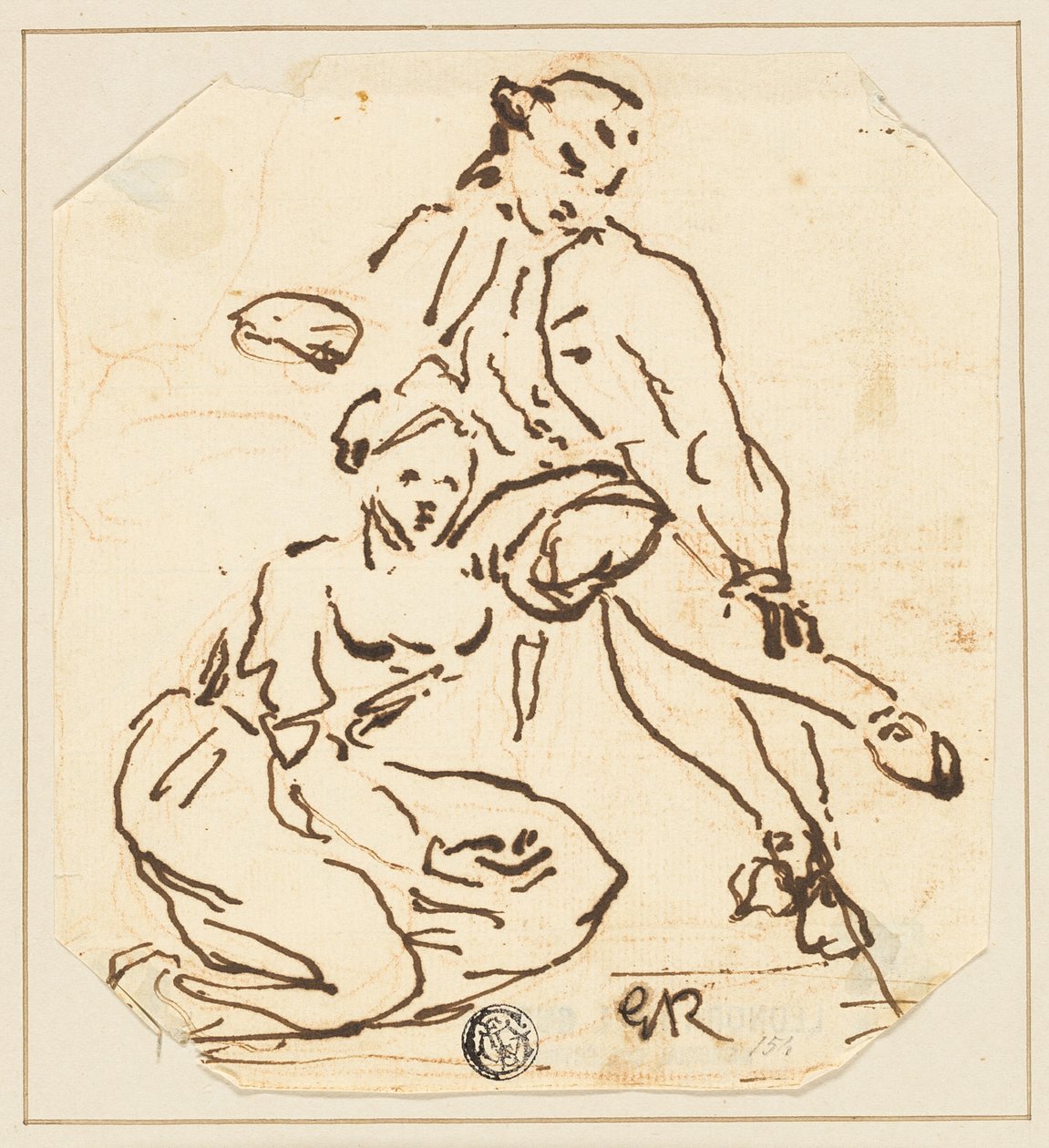 Hombre y mujer sentados de George Romney
