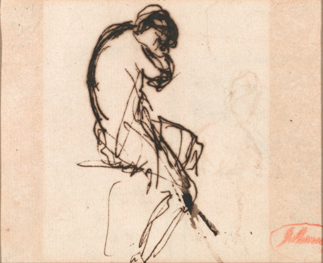 Mujer sentada, ligeramente cubierta de George Romney