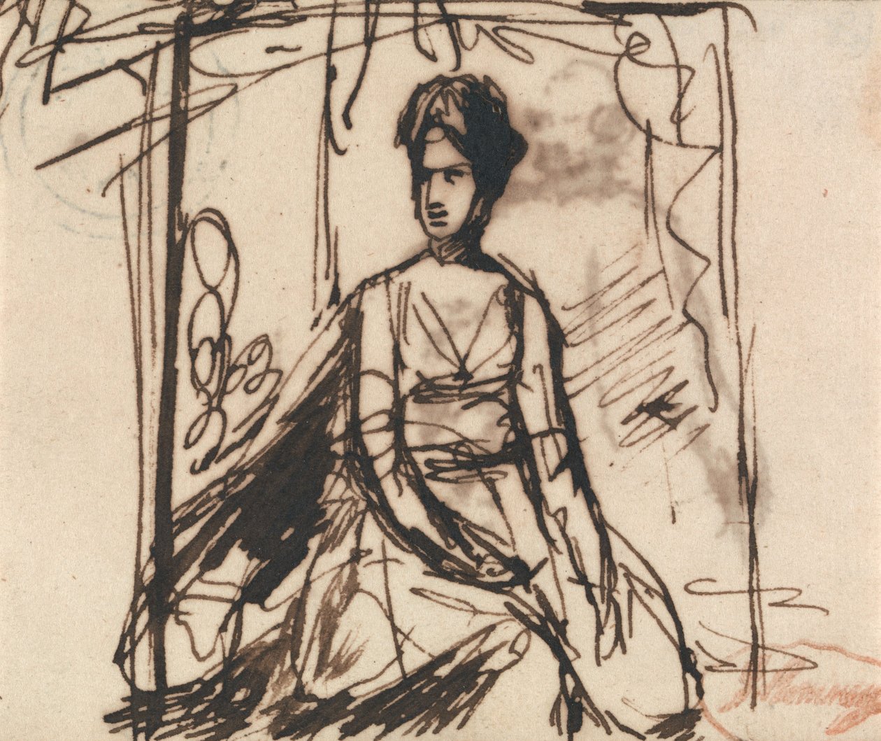 Mujer sentada, posiblemente la señora Harris de George Romney