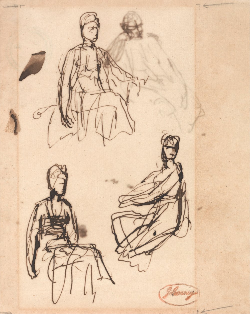 Mujer sentada: Tres estudios de George Romney