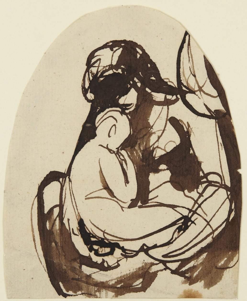 Mujer sentada con un niño en brazos de George Romney