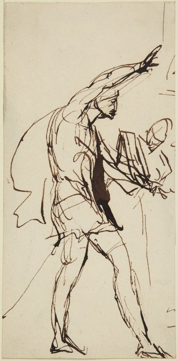 Boceto del personaje de Macbeth en la escena del banquete de la obra «Macbeth» de George Romney