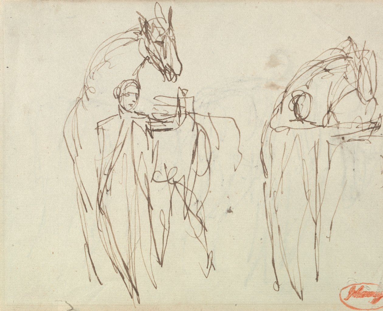 Bocetos de un hombre con un caballo de George Romney