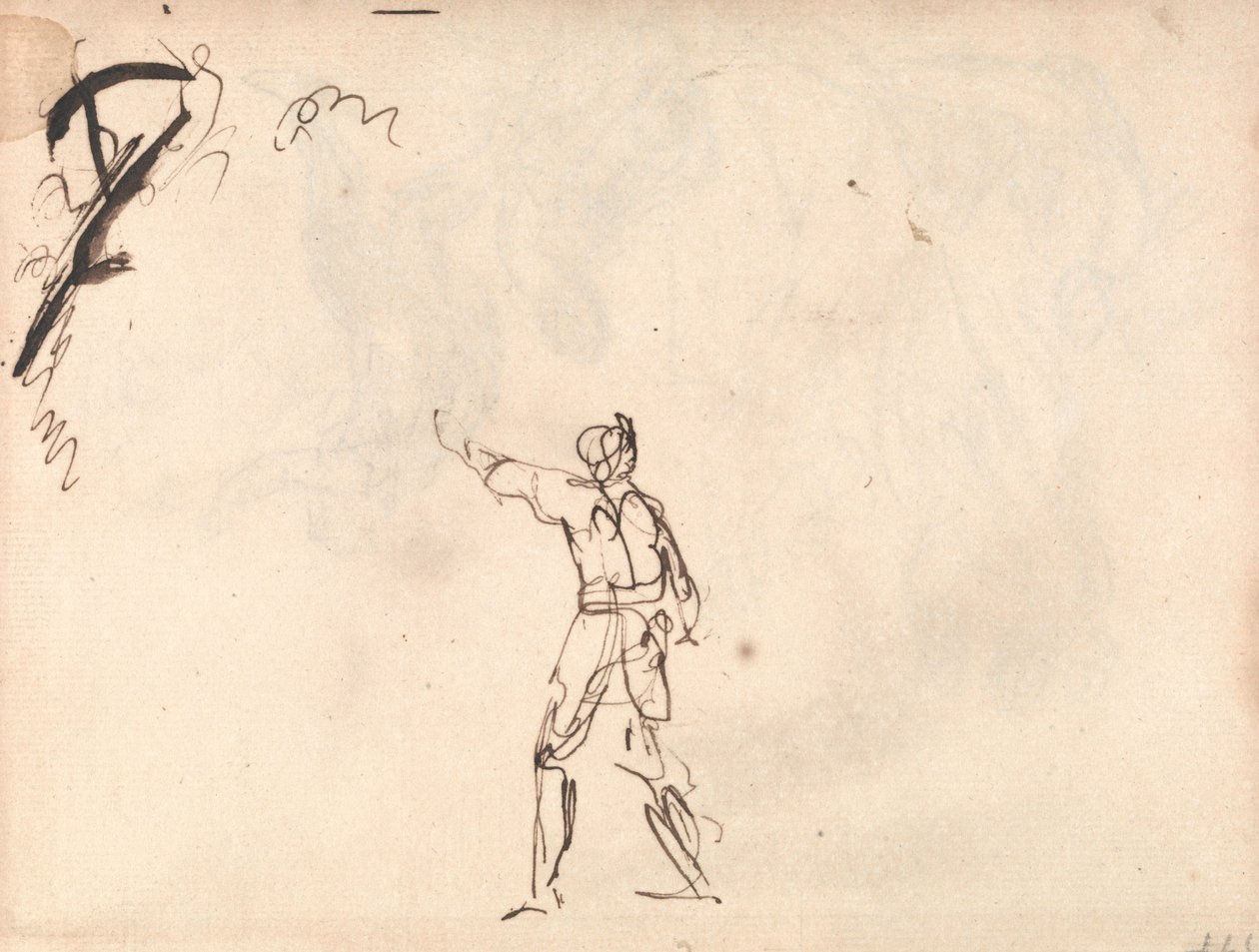 Figura de pie con un brazo levantado, posiblemente Macbeth de George Romney
