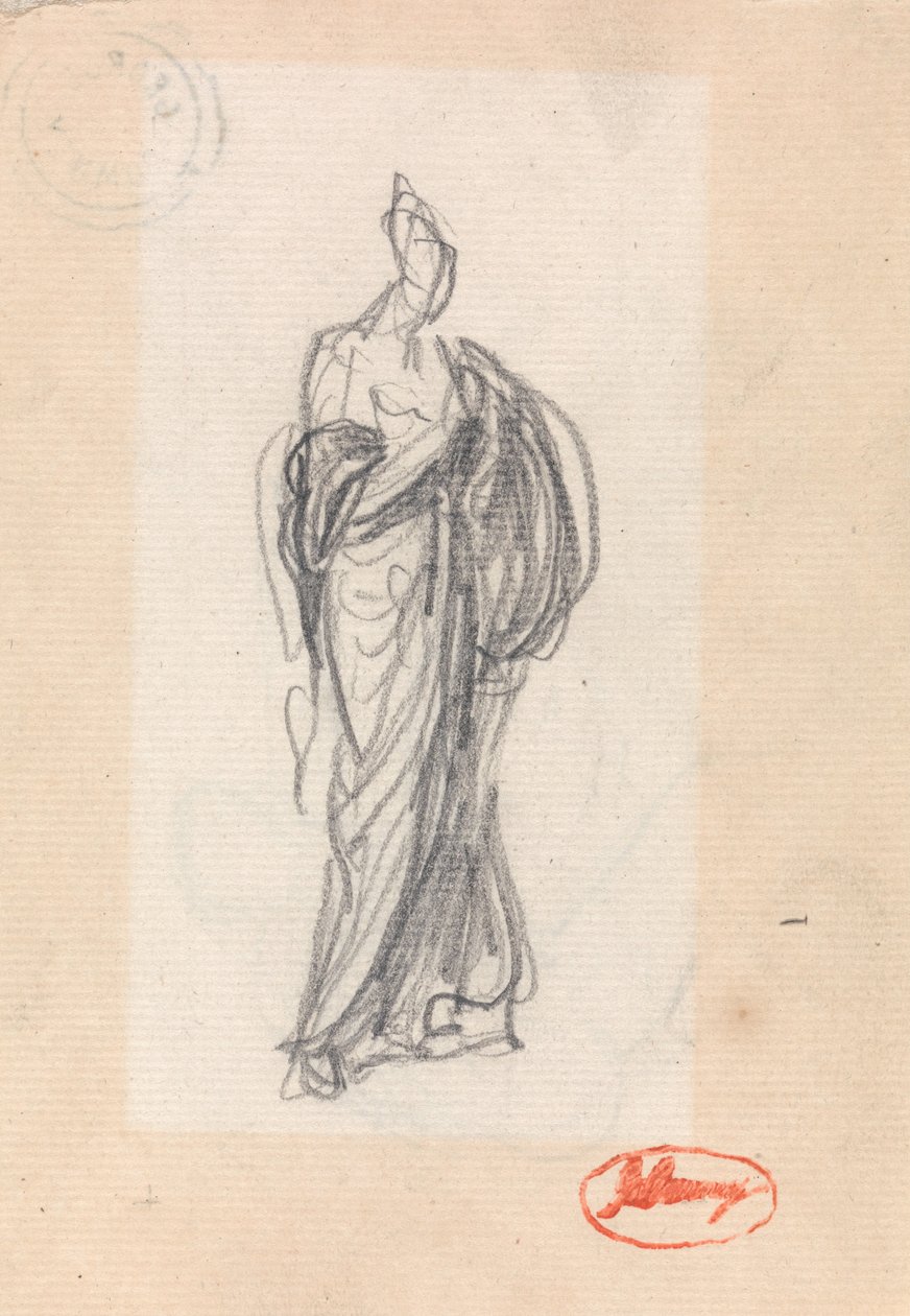 Mujer de pie con drapeado clásico de George Romney