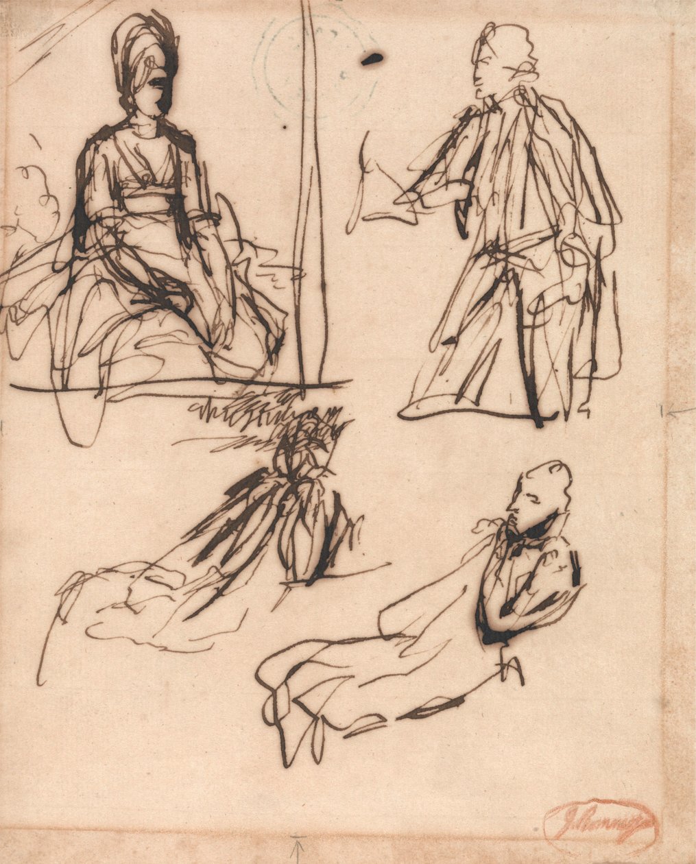 Estudios para los retratos de un hombre y de una mujer de George Romney