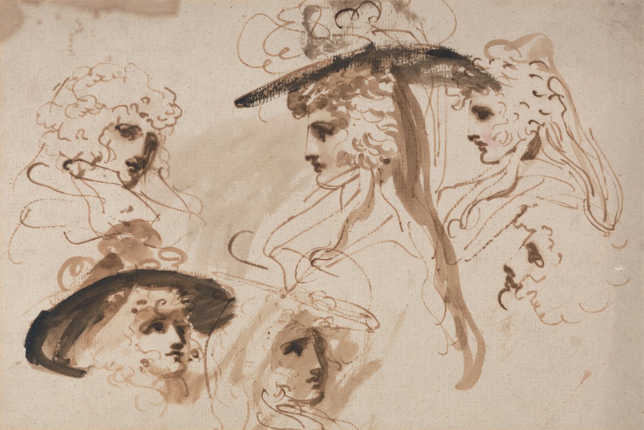 Estudios para la cabeza de una dama (Estudios de la cabeza de una mujer) de George Romney