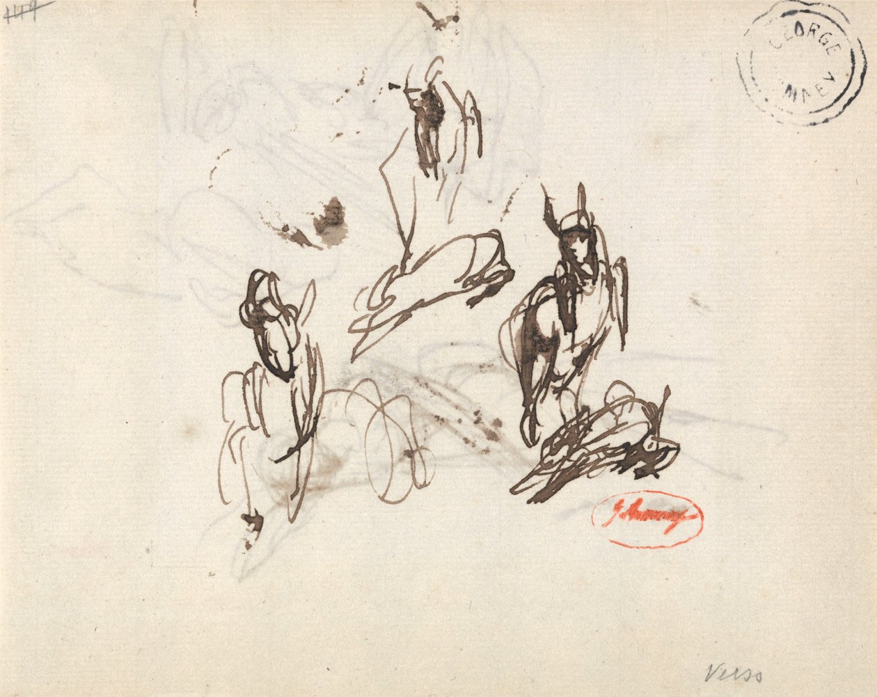Estudios de una niña con una cabra juguetona de George Romney