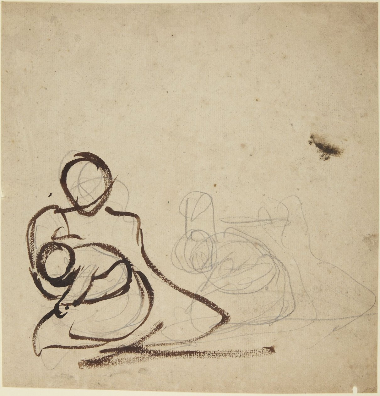 Estudios de una mujer sentada con un niño en brazos de George Romney
