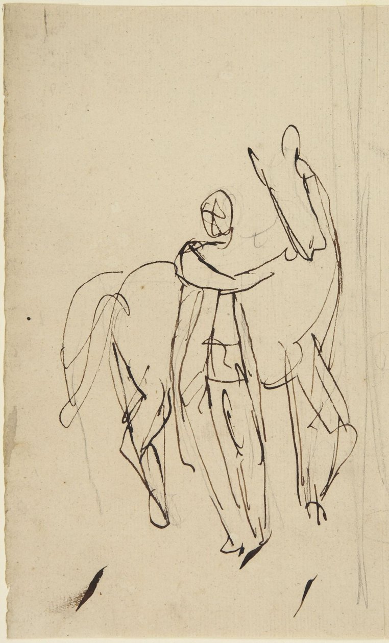 Estudio para un retrato de un hombre de pie junto a un caballo de George Romney