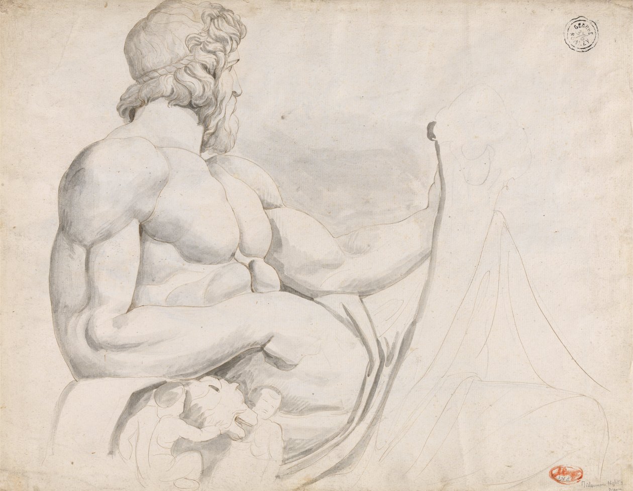 Estudio de la escultura de la deidad del río Tíber de George Romney