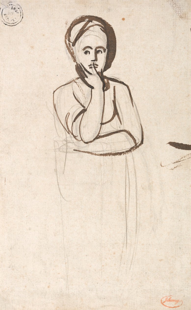 Estudio de una mujer pensativa de George Romney