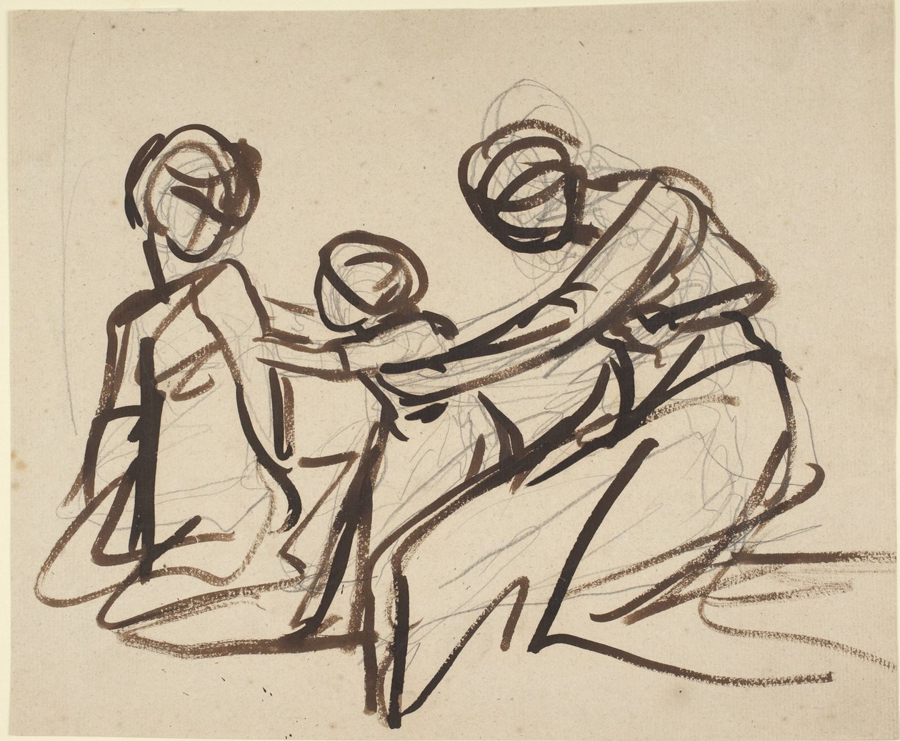 Estudio de dos mujeres sentadas con un niño de George Romney