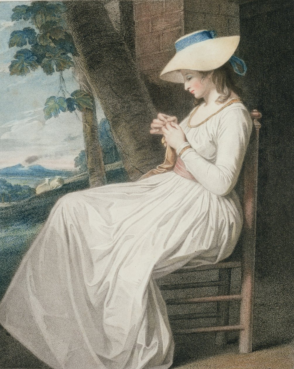La costurera, grabado por Thomas Cheesman (1760-c.1834), pub. por John y Josiah Boydell, 1787 de George Romney