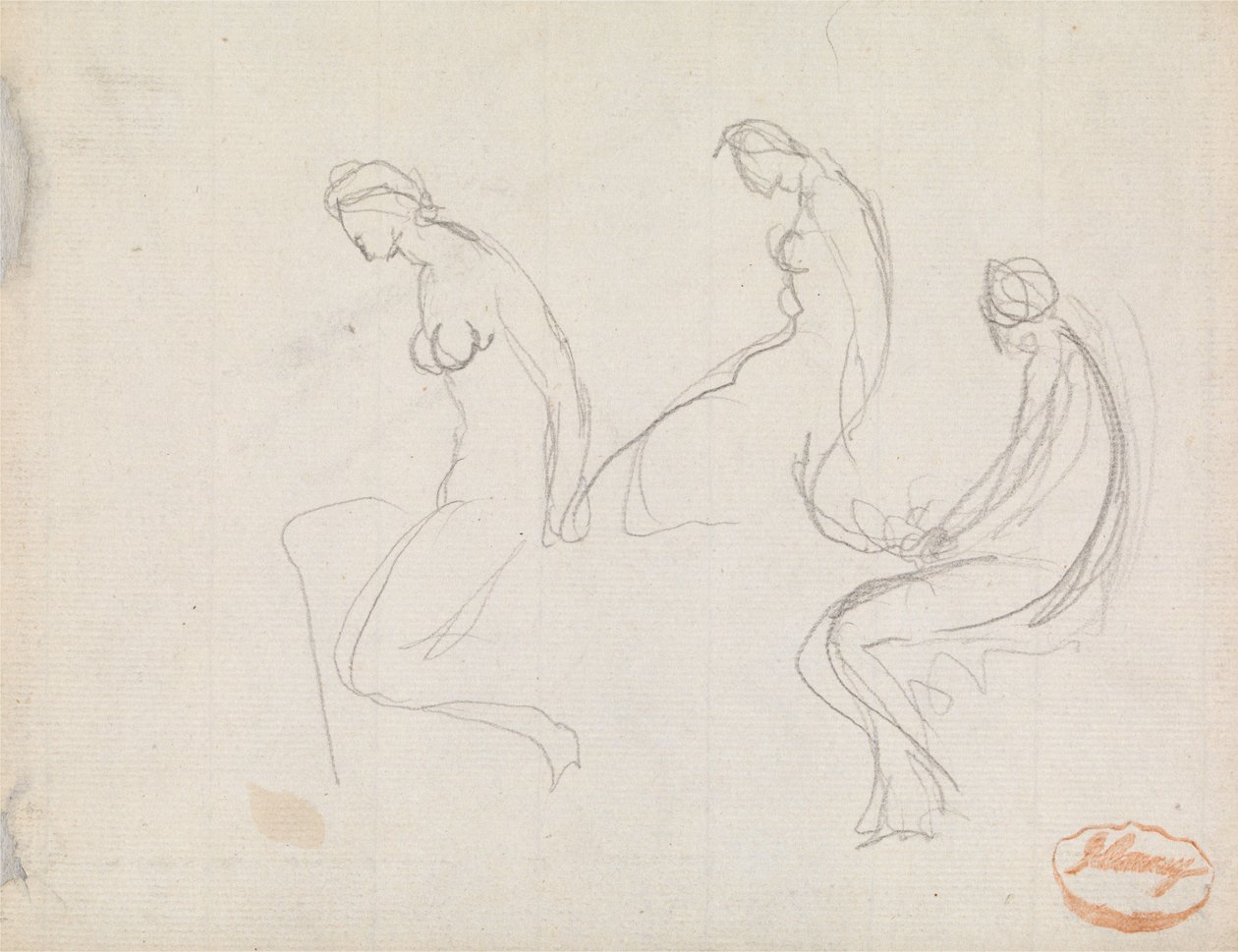 Tres estudios de una mujer sentada de George Romney