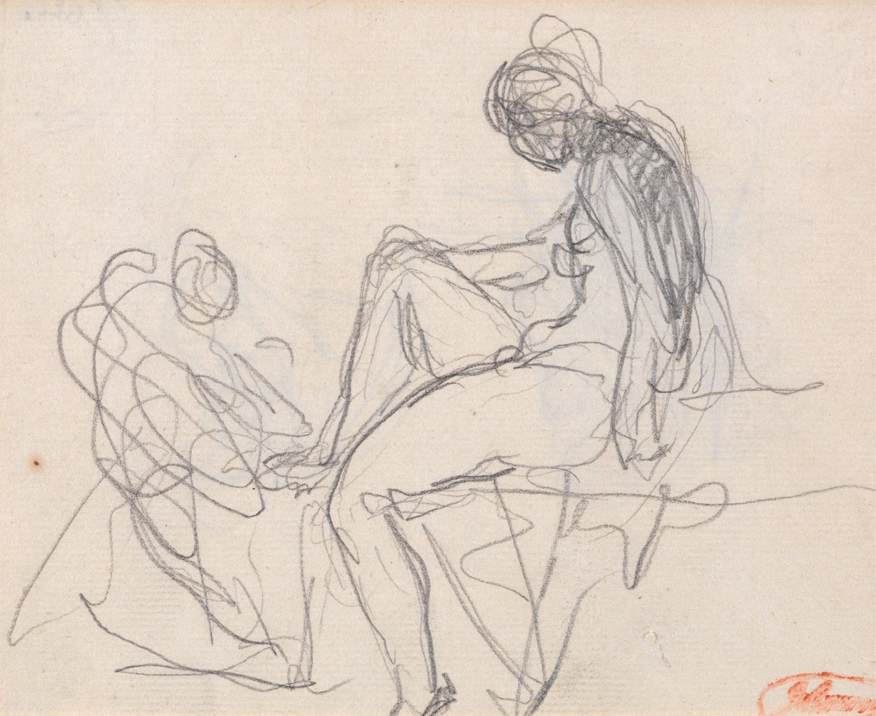 Dos figuras: probablemente para el «Baño de Diana» de George Romney