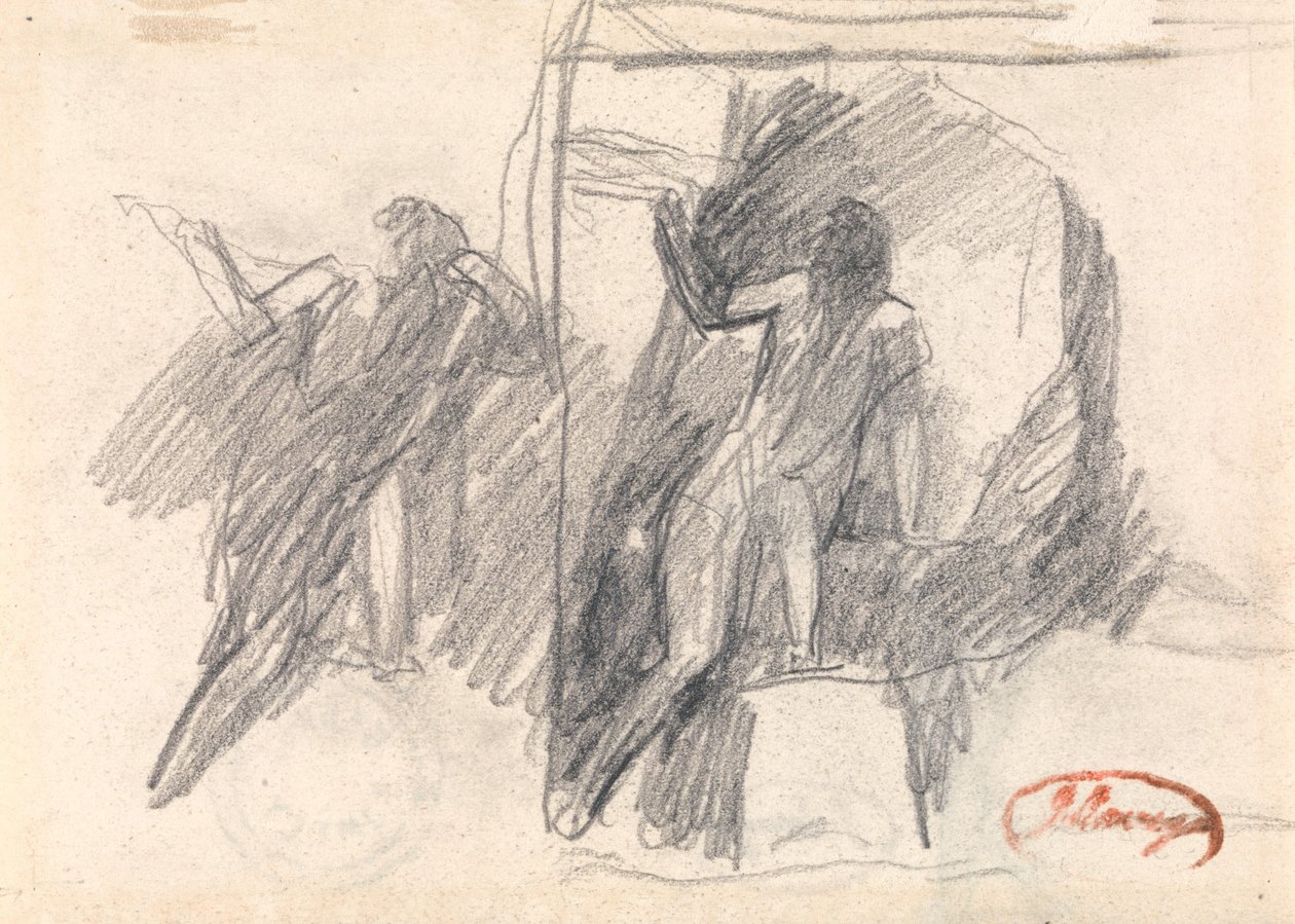 Dos bocetos de una figura medio arrodillada de George Romney
