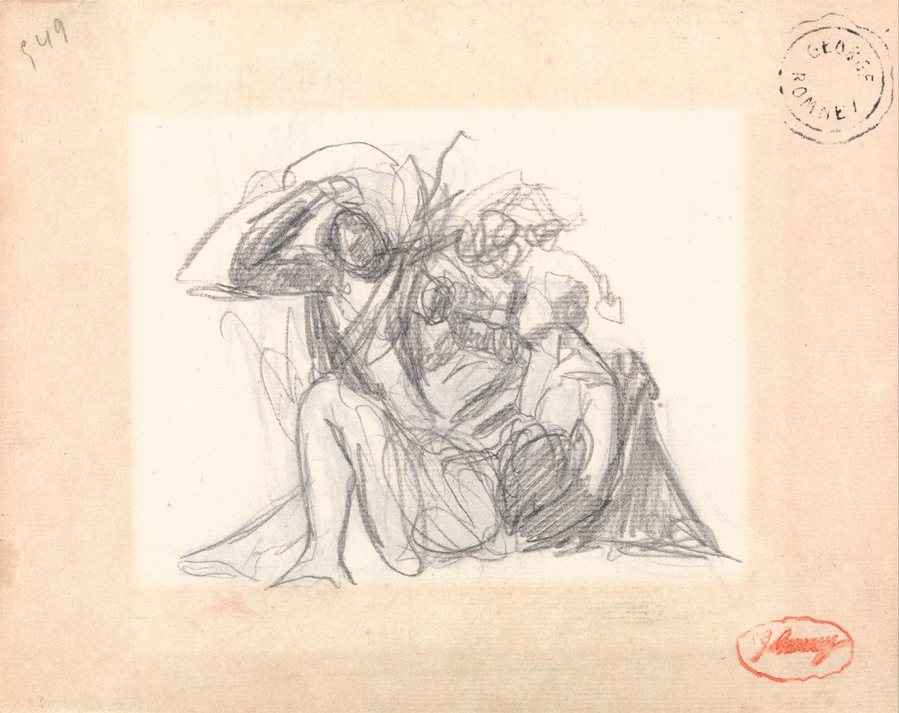 Sujeto no identificado: Mujer reclinada y otras figuras de George Romney