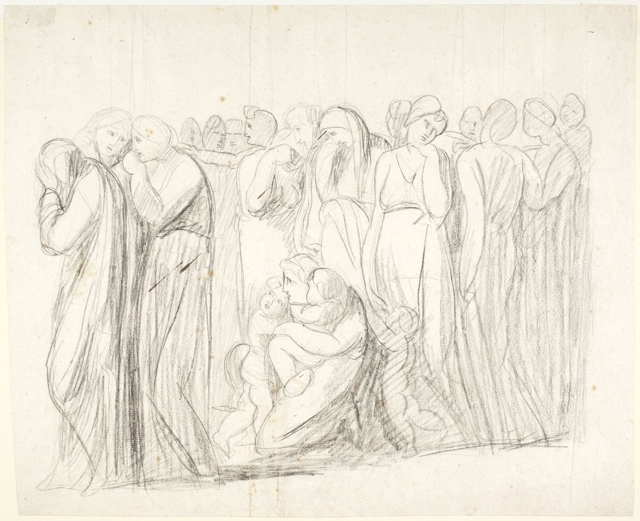 Mujeres y niños llorando: boceto para «La acusación de Susana»; Verso: estudios de figuras de George Romney