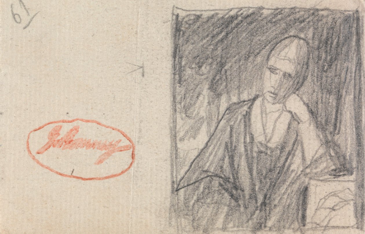 Mujer con la cabeza apoyada en un brazo doblado de George Romney