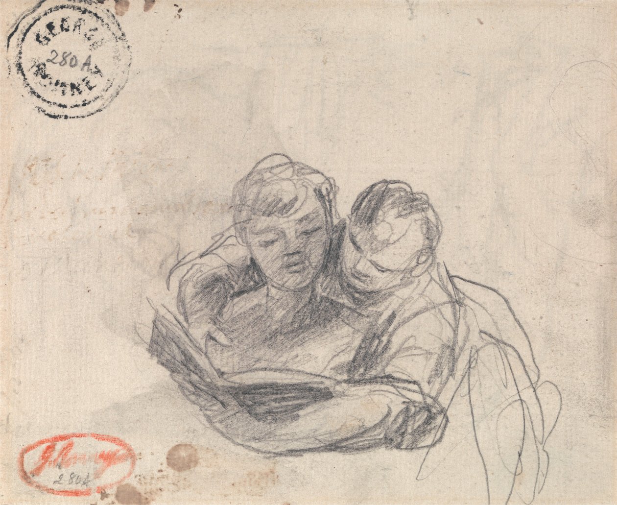 Una mujer que enseña a leer a un niño de George Romney