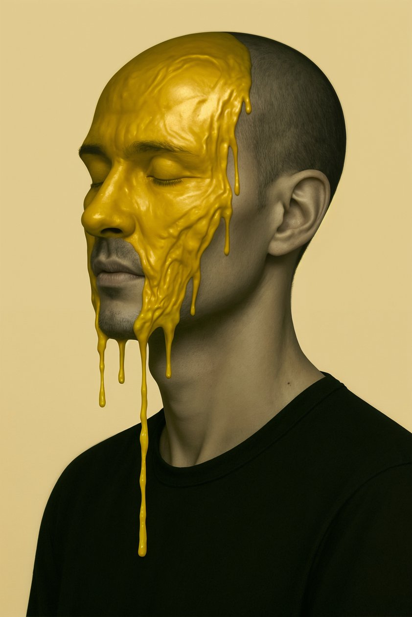 Golden Static, 2025 (acrílico sobre lienzo) de George Rosaly