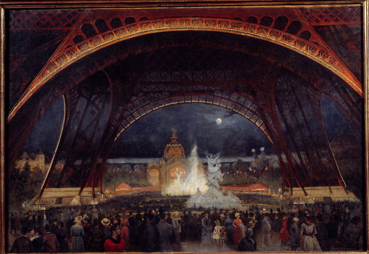 Fiesta nocturna en la Exposición Universal de 1889 bajo la Torre Eiffel París, Museo Carnavalet de George Roux