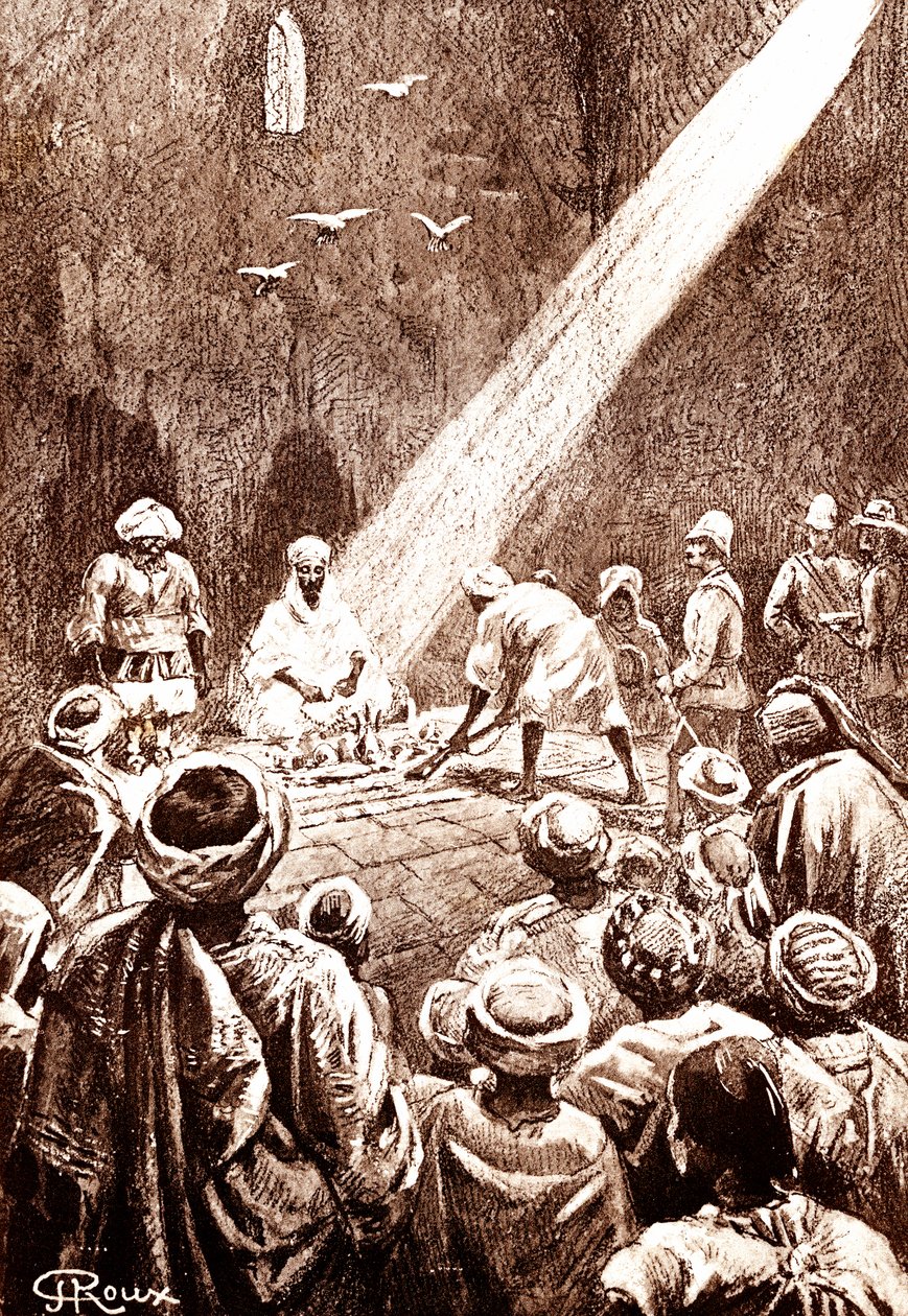 Desierto de Nubia. Tribu del norte de Sudán. 1888 (grabado) de George Roux