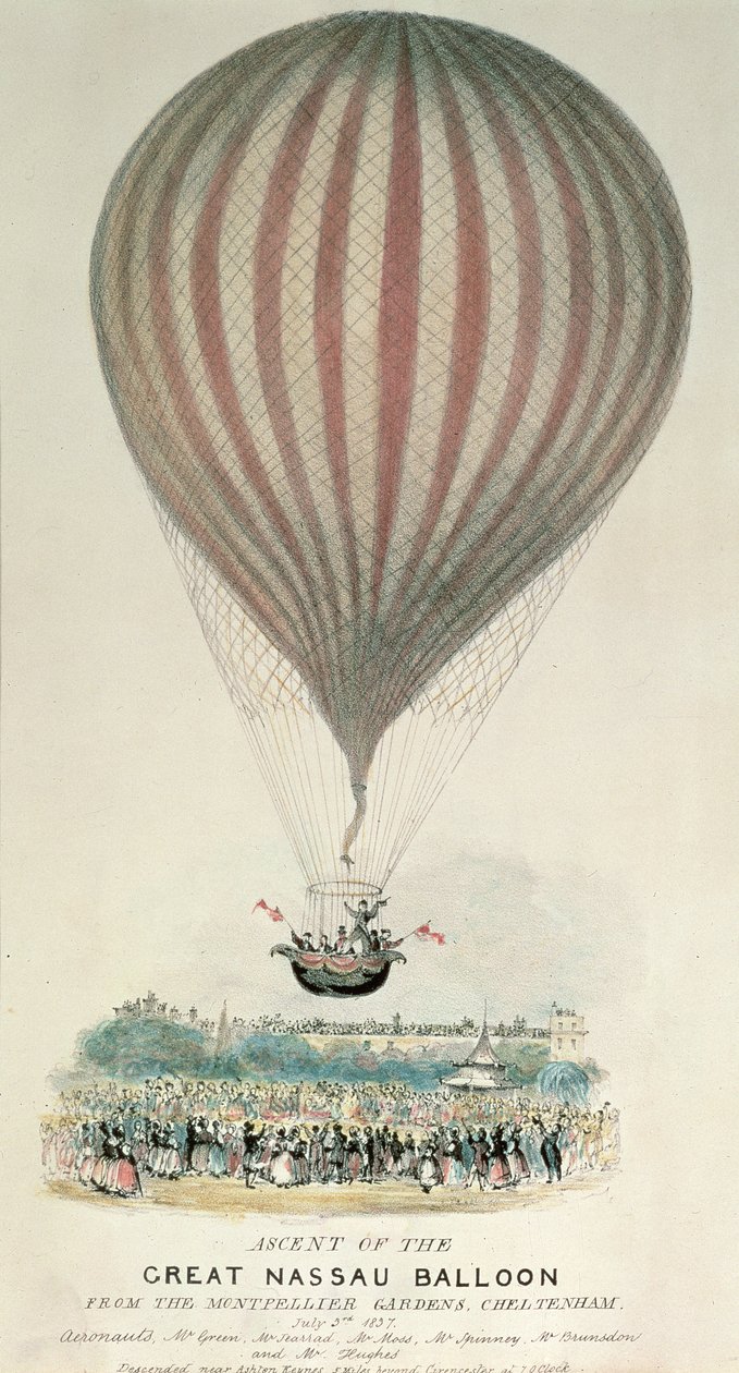 Ascenso del Gran Globo Nassau, Jardines de Montpellier, 3 de julio de 1837 de George Rowe