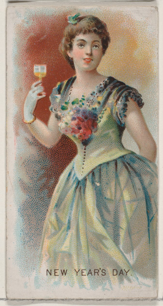 Día de Año Nuevo, Estados Unidos, de la serie de Fiestas N80 para cigarrillos marca Duke, 1890 de George S. Harris and Sons