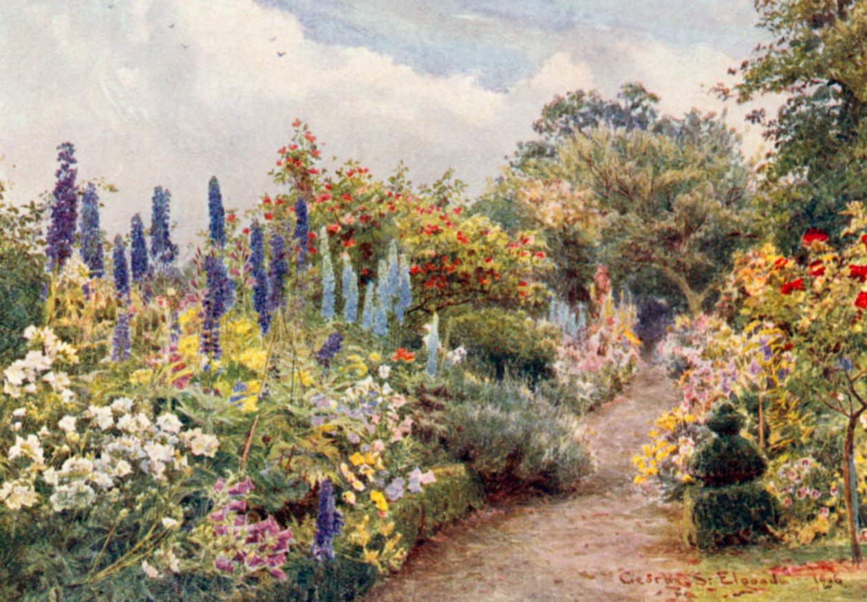 Espuelas de alondra (litografía en color) de George Samuel Elgood