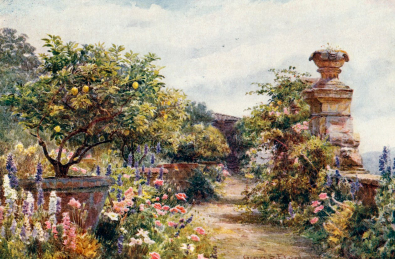 Nuestro jardín toscano (litografía en color) de George Samuel Elgood