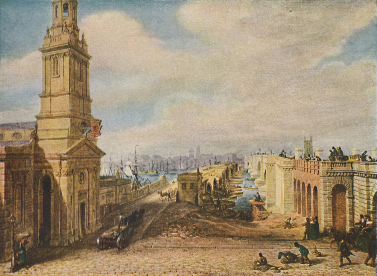 Puentes de Londres Viejos y Nuevos, 1831, 1920 de George Scharf