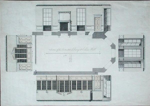 Sección de la biblioteca prevista en Cobham Hall, Kent de George Shakespeare