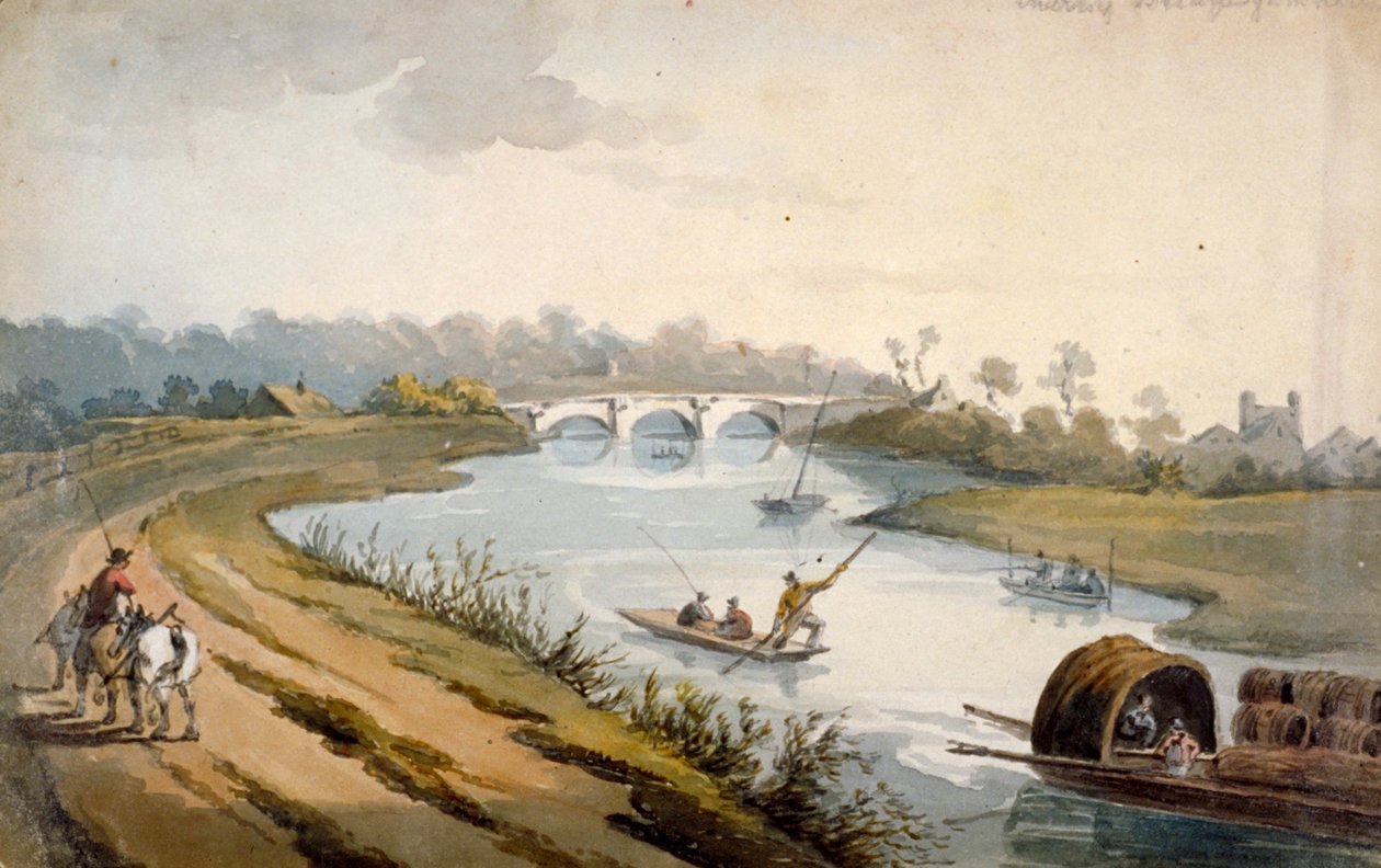 Río Támesis cerca de Chertsey, Surrey, c1820 de George Shepheard