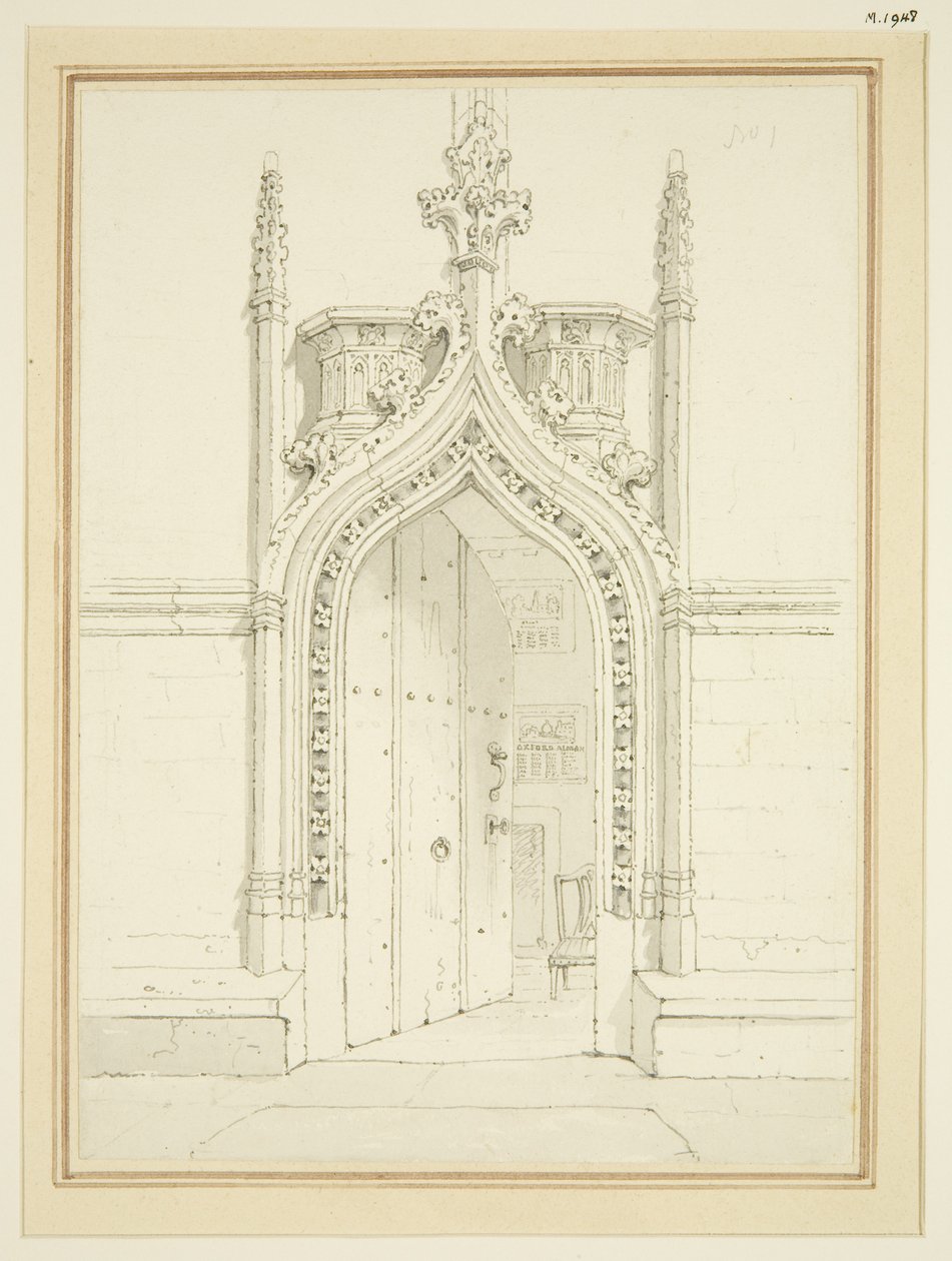 Puerta de la sala de la sacristía de St Mary Redcliffe, c.1812 de George Shepherd