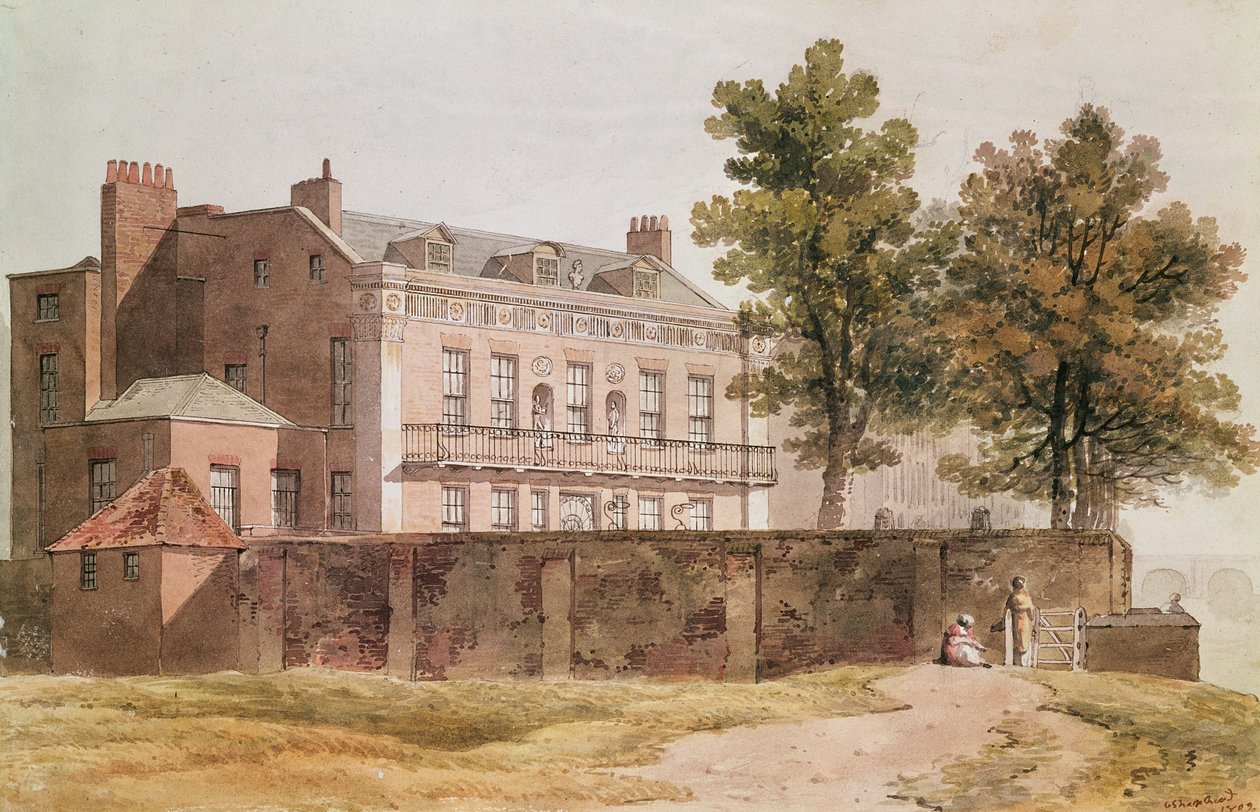 Vista de Grosvenor House en Millbank, 1809 de George Shepherd