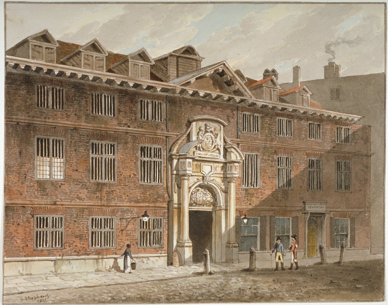 Fachada oeste de Blackwell Hall, King Street, Ciudad de Londres de George Shepherd