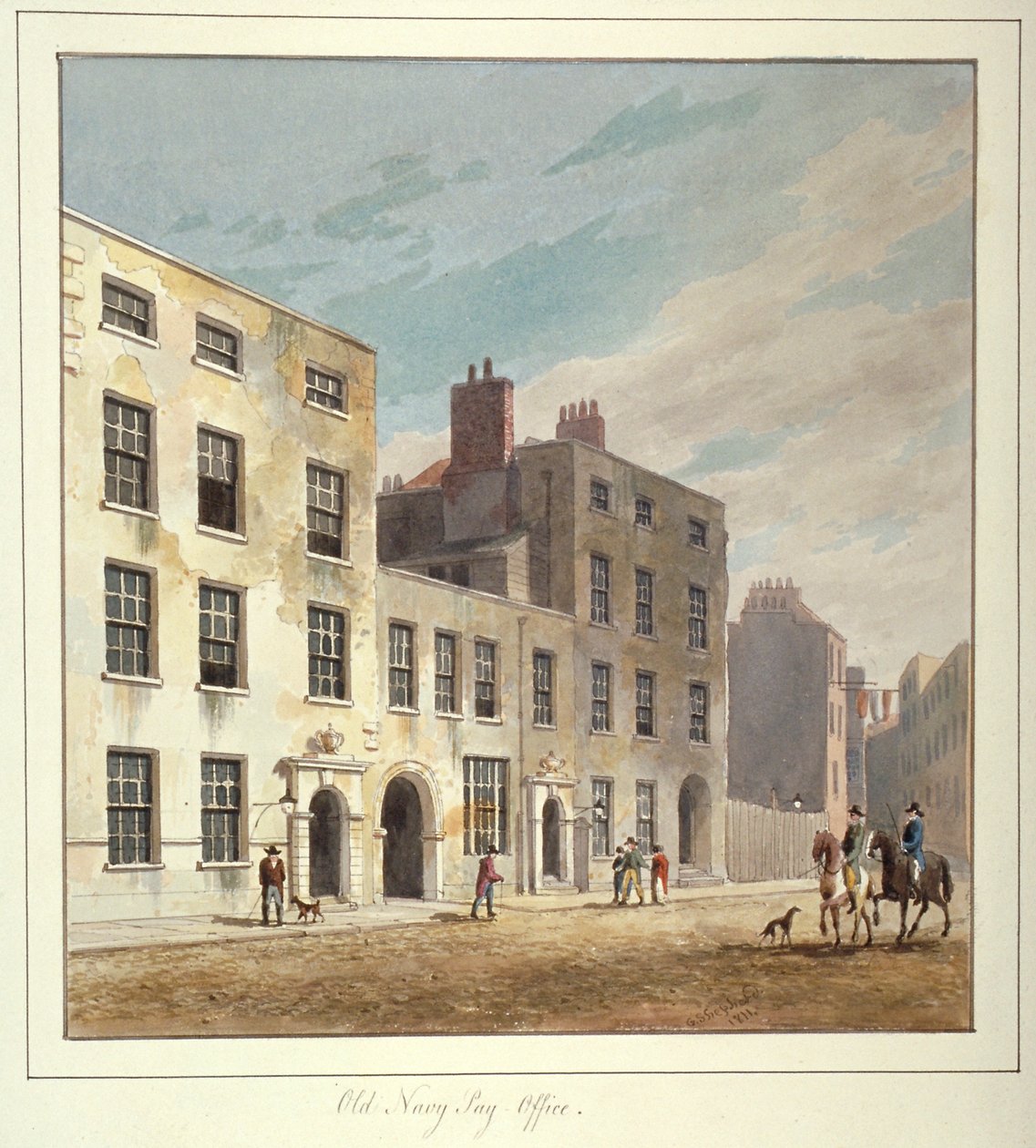 La antigua oficina de pagos de la Marina, Old Broad Street, Ciudad de Londres, 1811 de George Sidney Shepherd