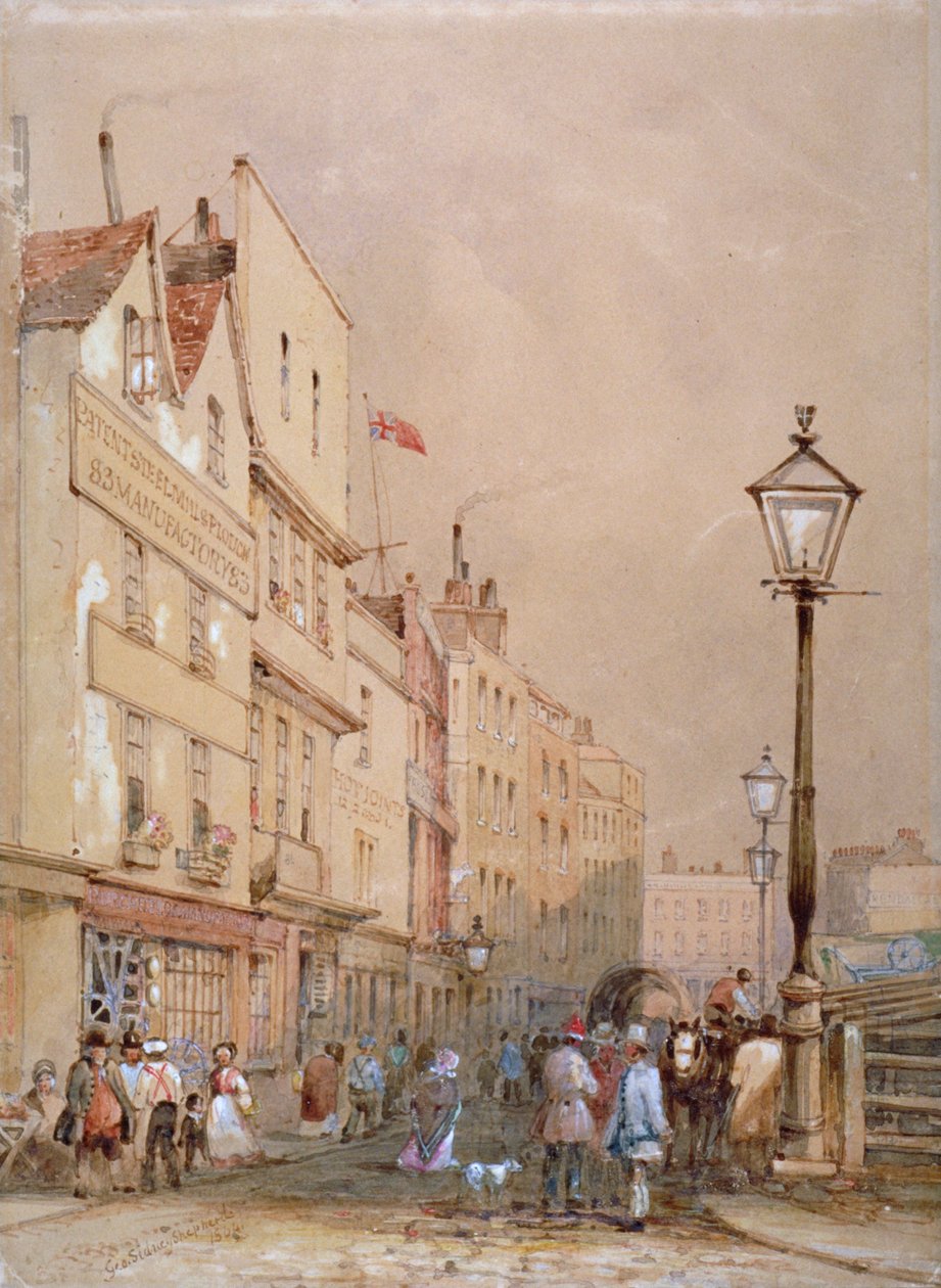 Vista del Mercado de Smithfield, Ciudad de Londres, 1844 de George Sidney Shepherd