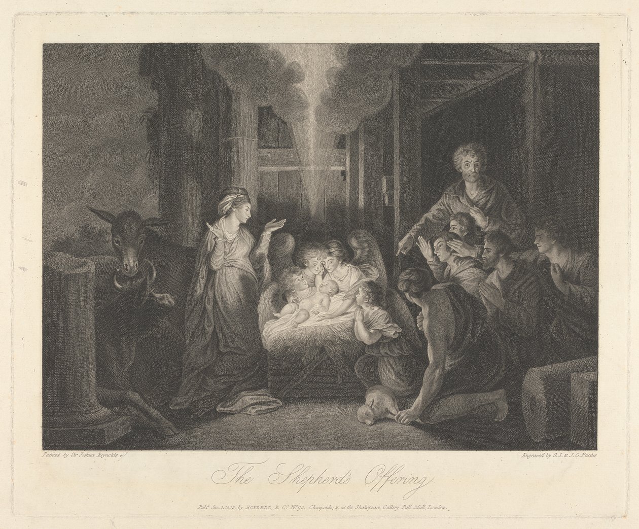 Ventana oeste de la capilla del New College de Oxford: La ofrenda del pastor, belén de George Siegmund Facius