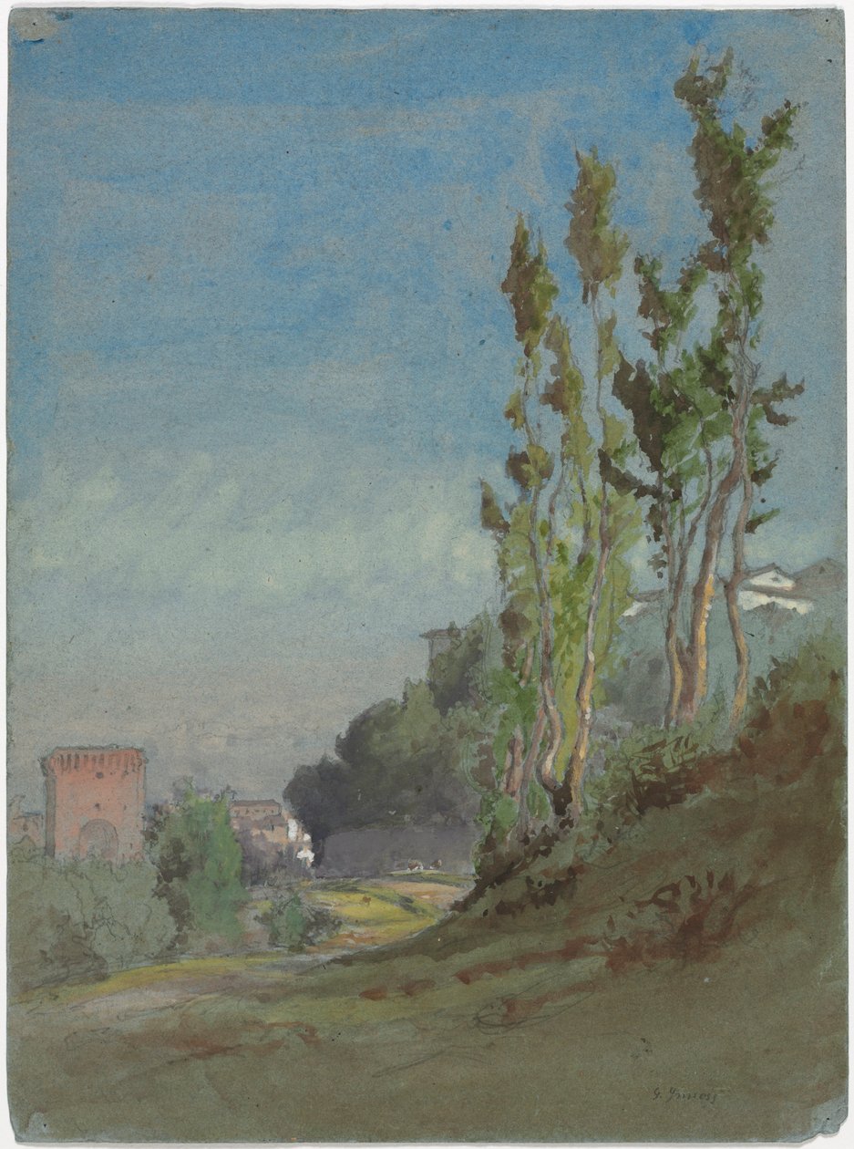 Albano, Italia, c.1872 (acuarela con gouache sobre grafito) de George Snr. Inness