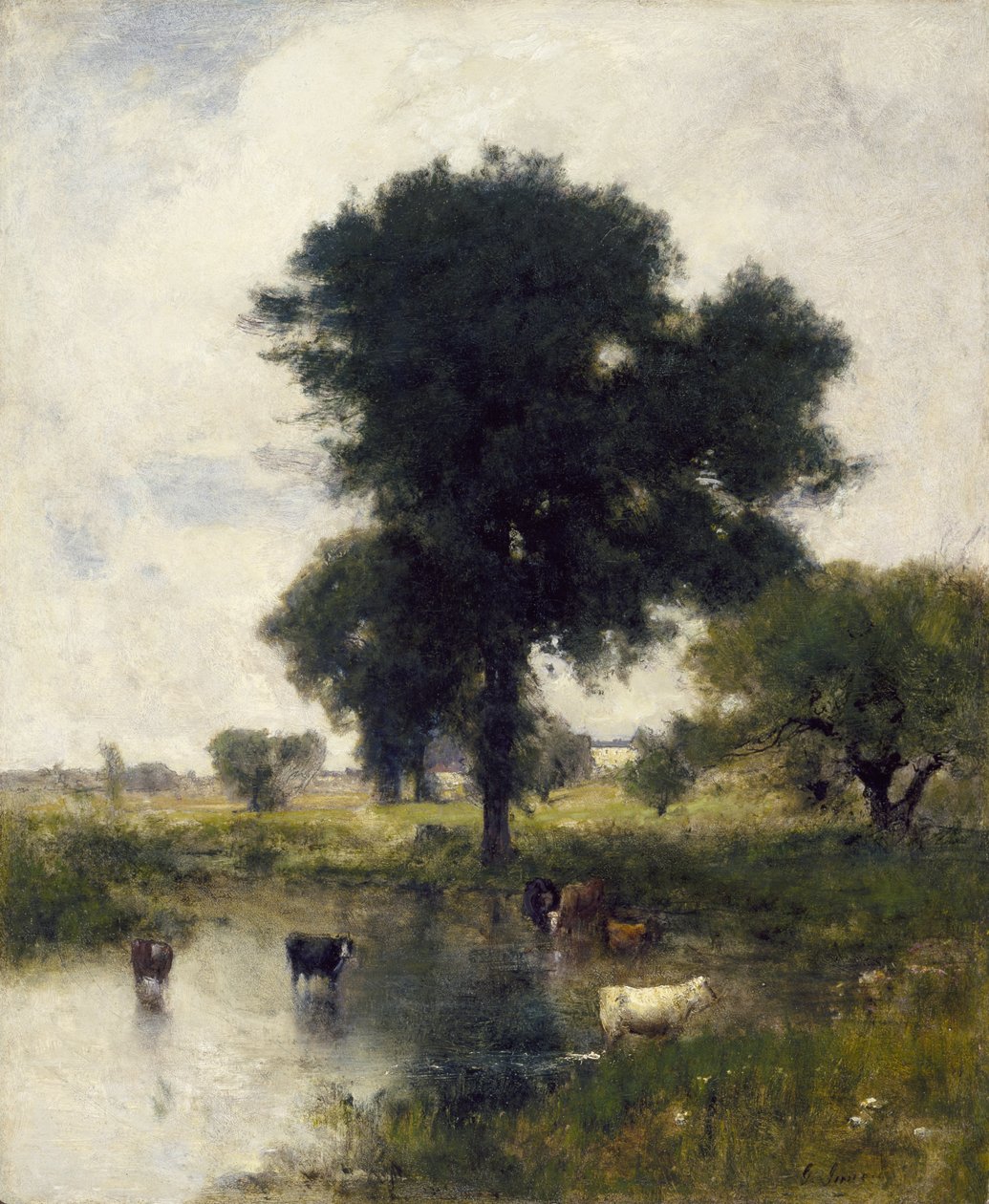 Ganado en la Piscina (Un Paisaje de Verano), 1880 de George Snr. Inness