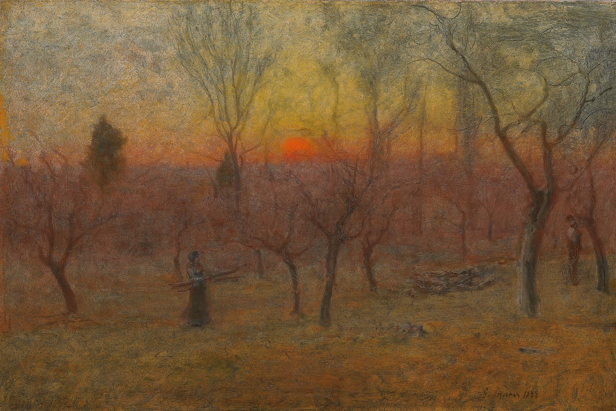 Recolectando leña, Montclair, Nueva Jersey, 1889 de George Snr. Inness