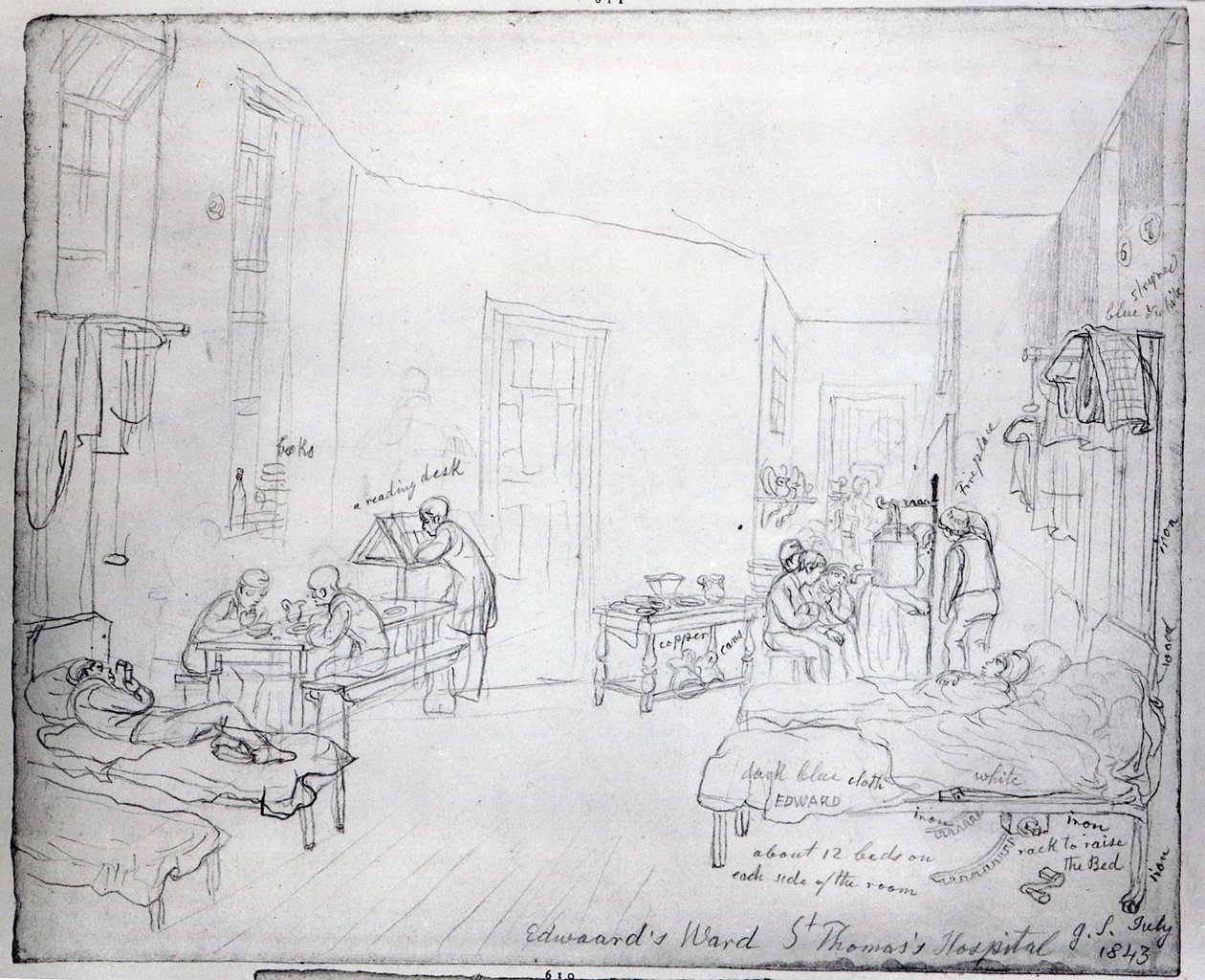 Sala de Edward, Hospital St. Thomas, Londres, 1843 de George Snr Scharf