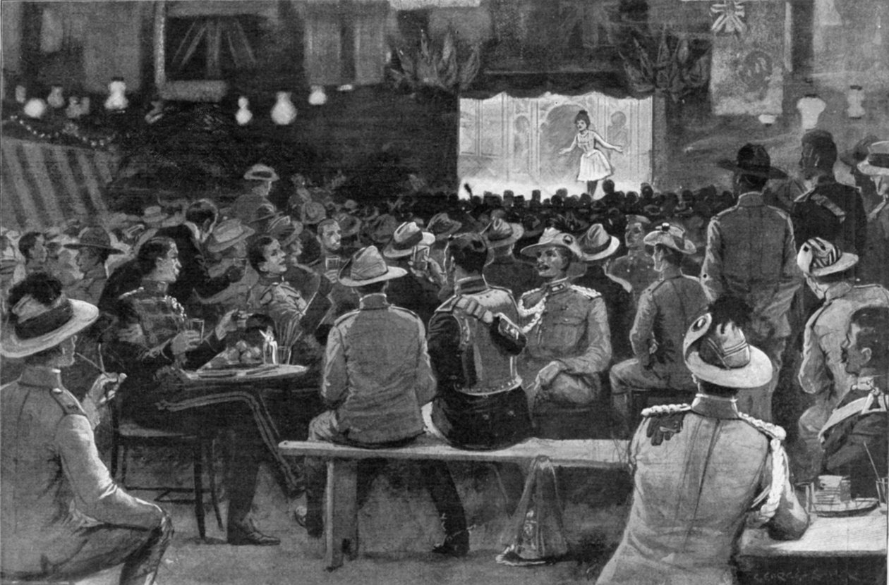 El entretenimiento de los coloniales dado por los Royal Horse Guards en Albany Street Barracks, ilustración de 
