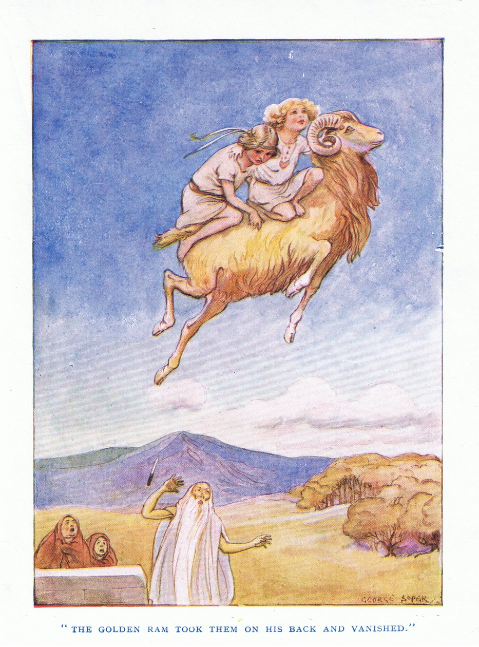 El carnero dorado los llevó en su espalda y desapareció, de Los Héroes publicado por George Allen y Unwin 1929 de George Soper